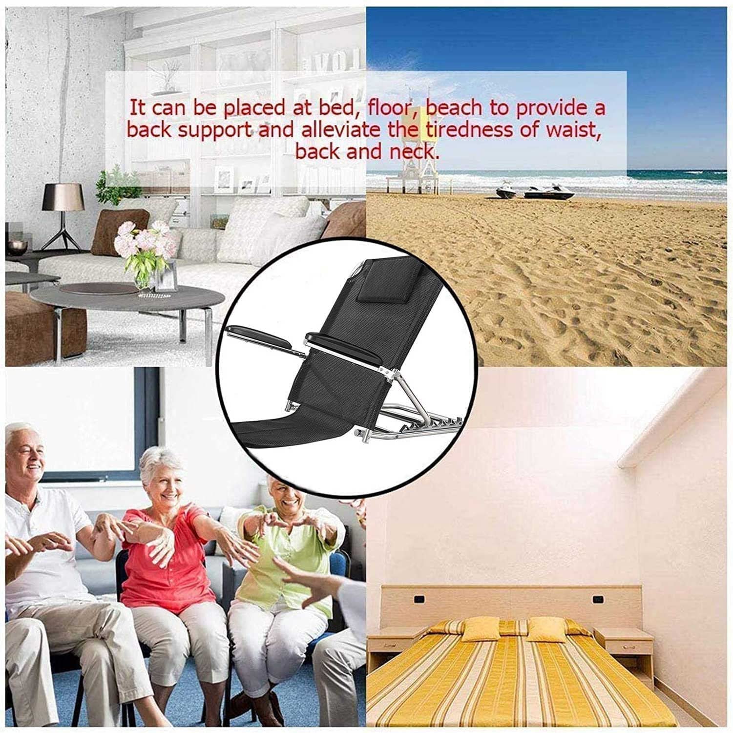 Lifting Bed Backrest Portable Folding Adjustable Sit-Up Back Rest Multi-Function Bed Disability Backrest Change 6 Angles for Neck Head and Lumbar Support