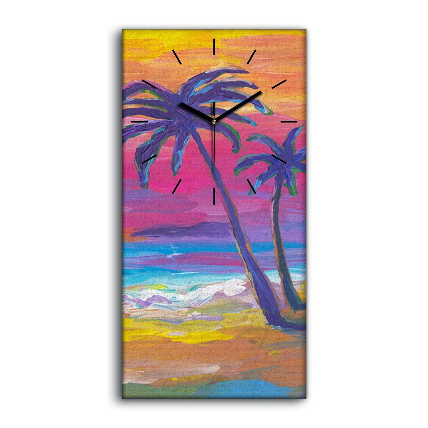 Horloge sur toile 30x60cm sunset beach art moderne pour salon