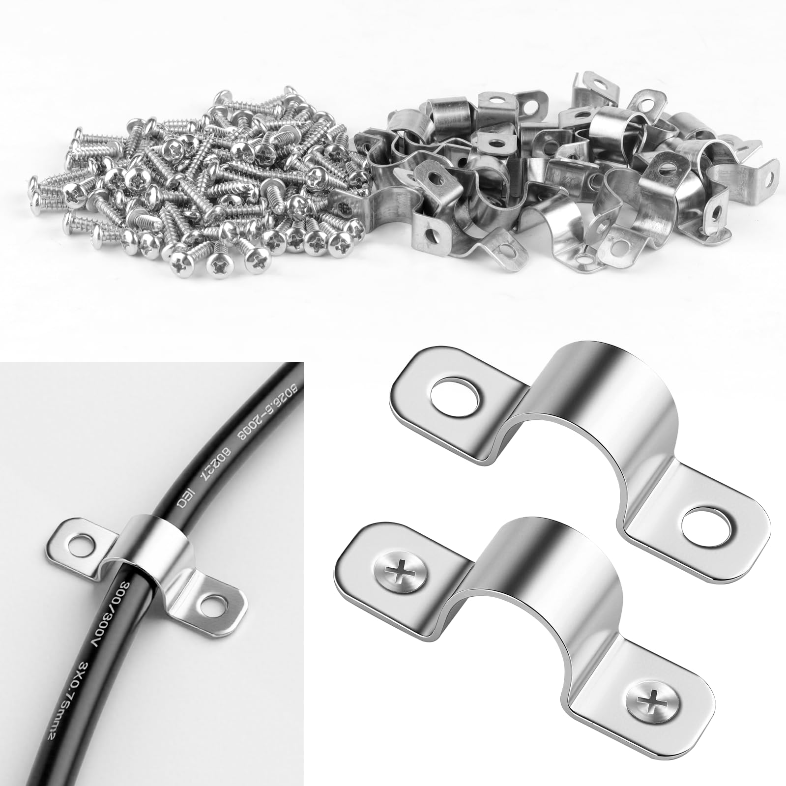 50 Stück U-Rohrschellen Ø10mm, Edelstahl 304, Hochleistungs