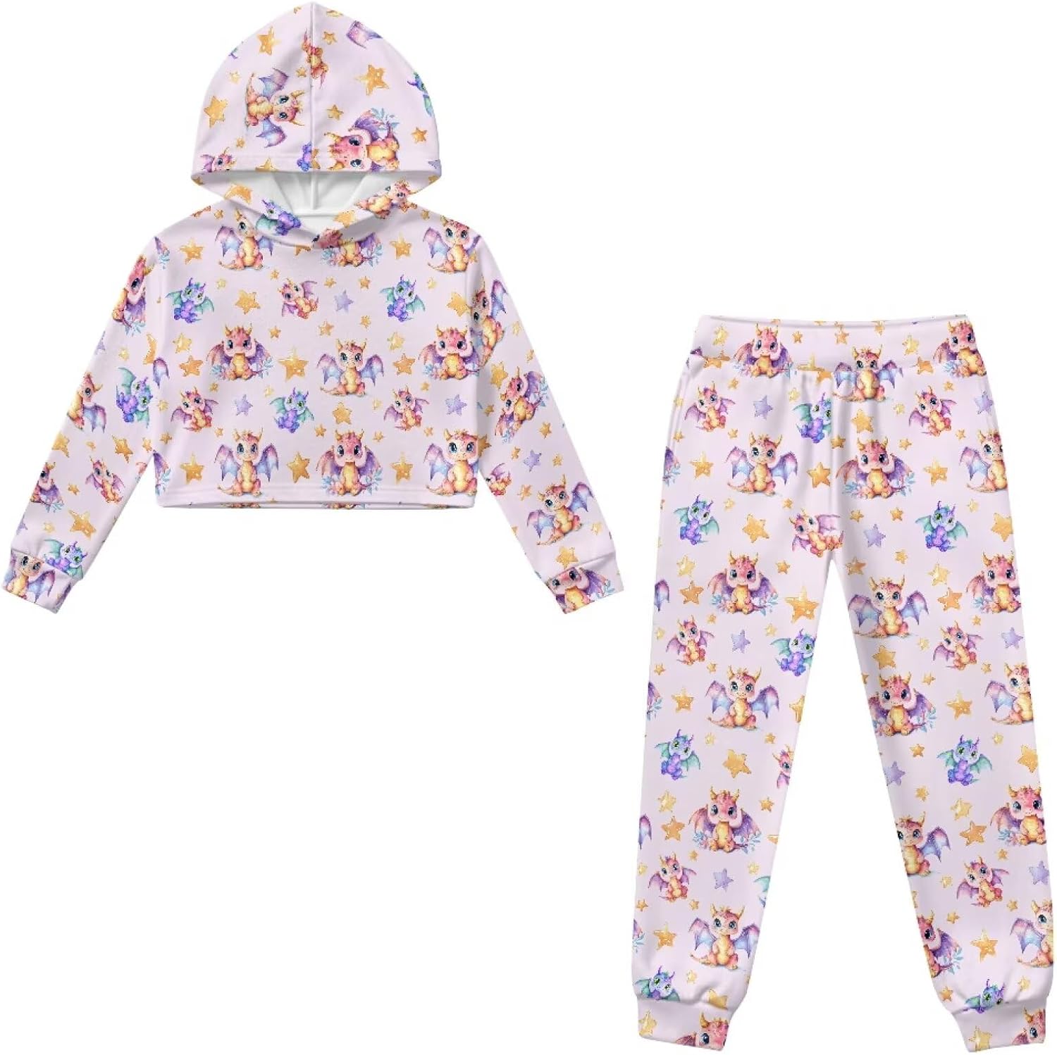 Girls 2 Piece Outfits Fashion Tracksuit Full Length Hoodie Jogger Sets with Pockets