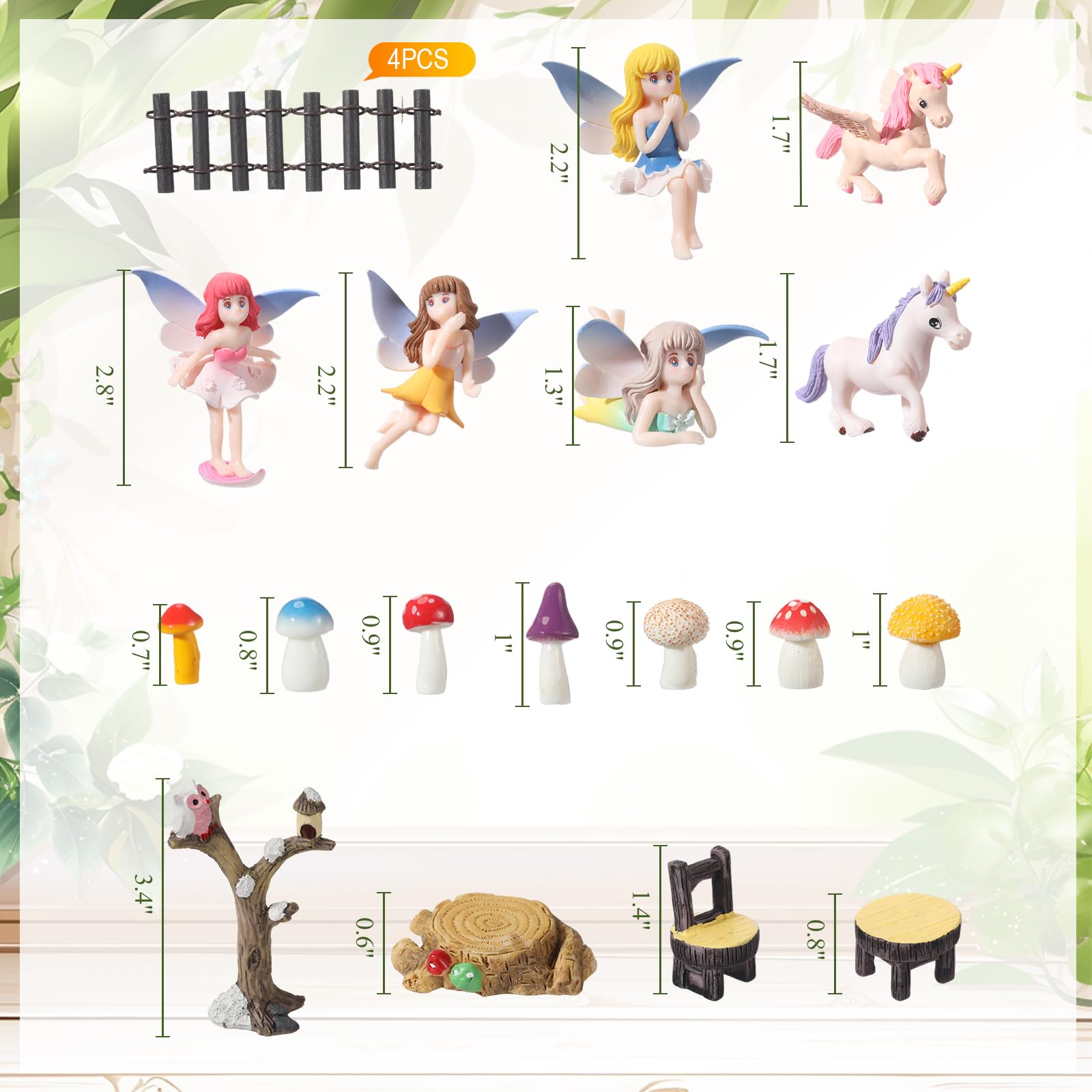 MINI FAIRY ANGEL Elf Figurines Set Resin DIY Garden Micro Landscape