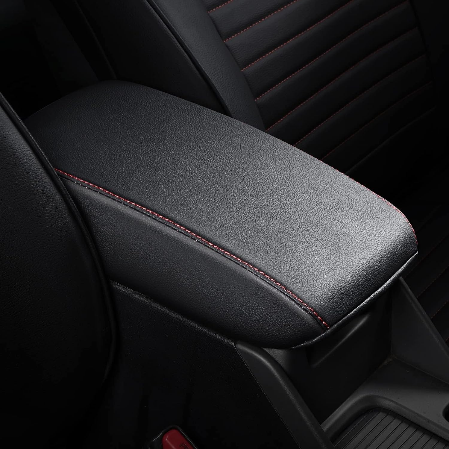 AOMSAZTO Console Covers for 2016-2021 Hyundai Tucson Armrest Covers for Hyundai Tucson Black with Carbon Fiber