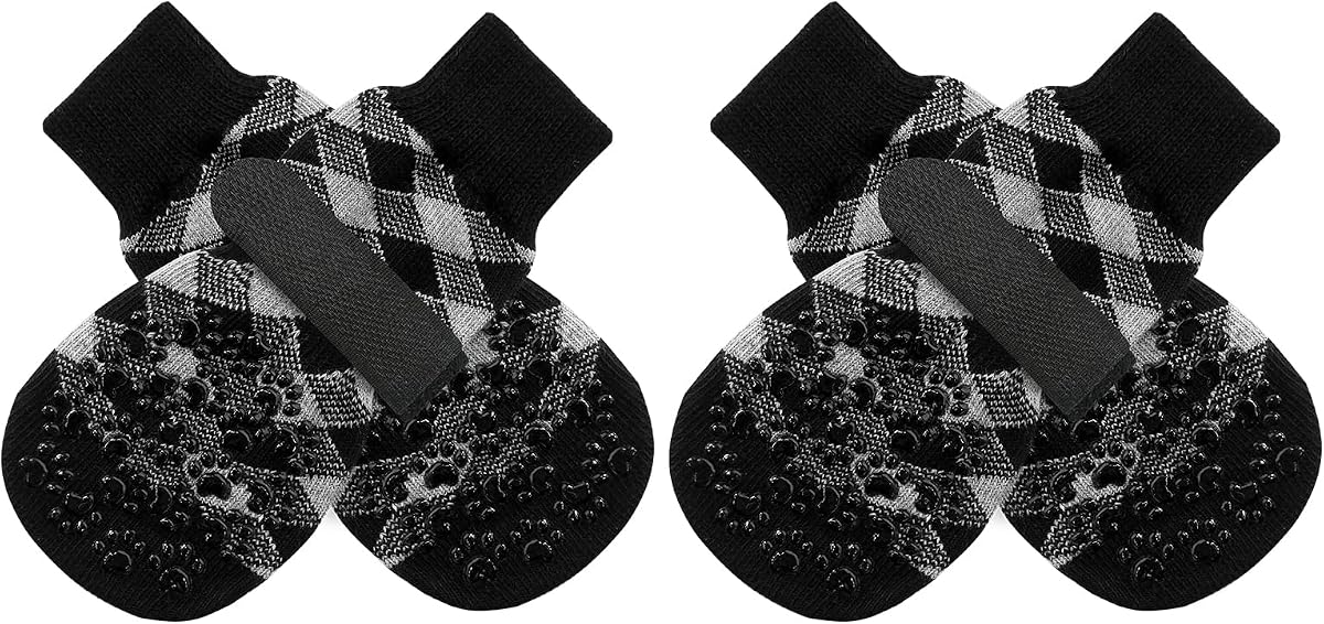 Anti Slip Dog Socks to Prevent Licking Paws, Dog Shoes for Hot Pavement, Dog Booties for Small Medium Large Senior Dogs, Traction Control Boots & Paw Protectors for Hardwood Floors