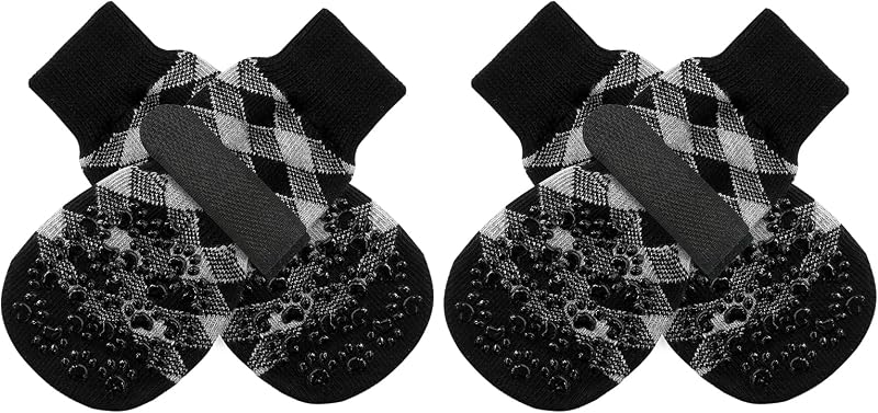 Anti Slip Dog Socks to Prevent Licking Paws, Dog Shoes for Hot Pavement, Dog Booties for Small Medium Large Senior Dogs, Traction Control Boots & Paw Protectors for Hardwood Floors