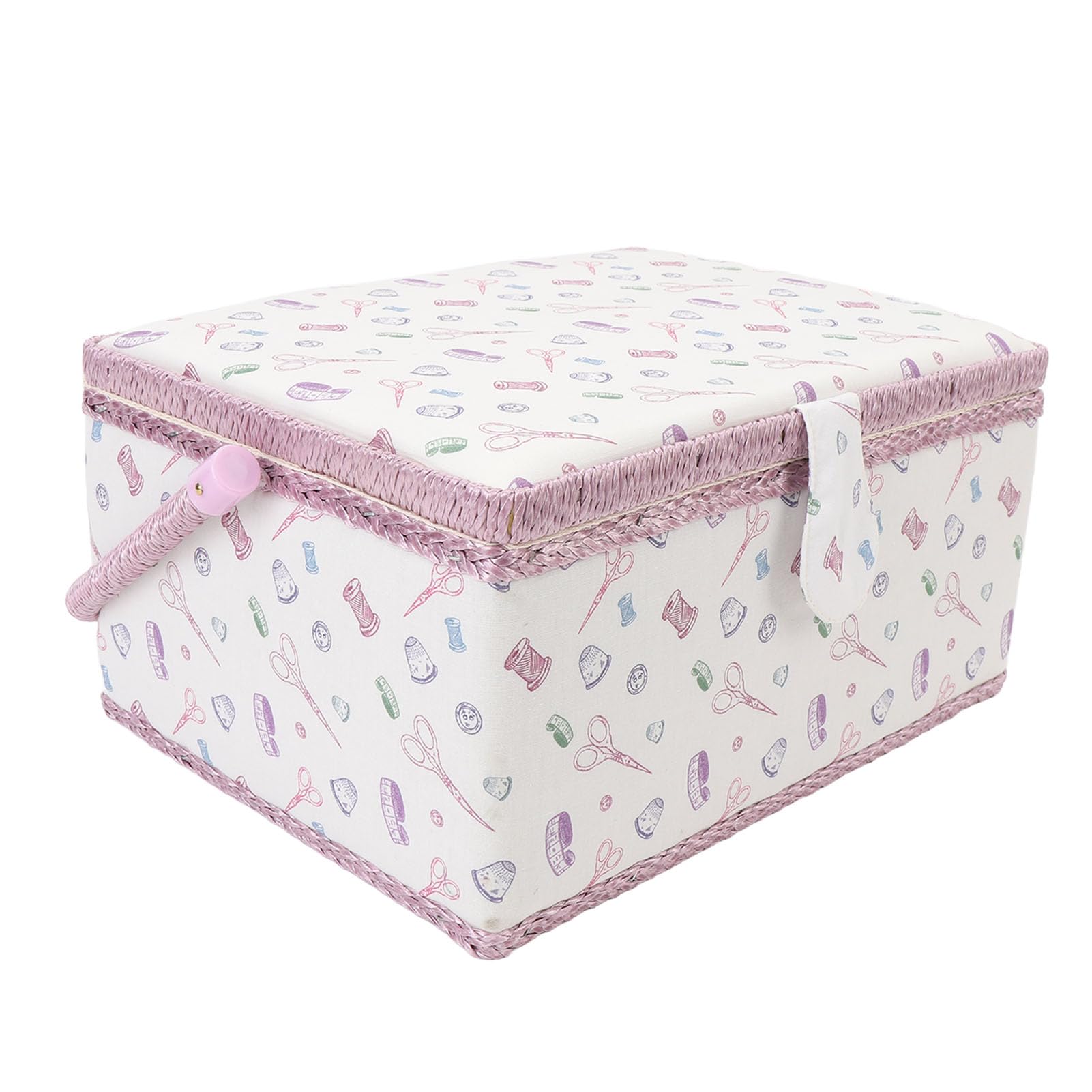 Cesta de Costura para Caja de Almacenamiento de Tela, Organizador de Gran Capacidad con asa portátil, Compartimentos Transparentes para Agujas, Tijeras, Hilos, Accesorio