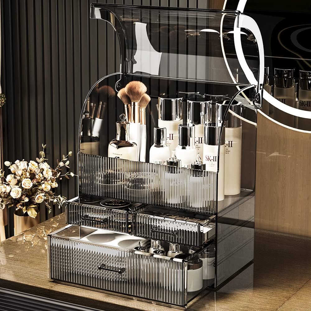 MOOCHI Professional Large Cosmetic Makeup Organizer Bathroom Storage Display Case with Drawers
