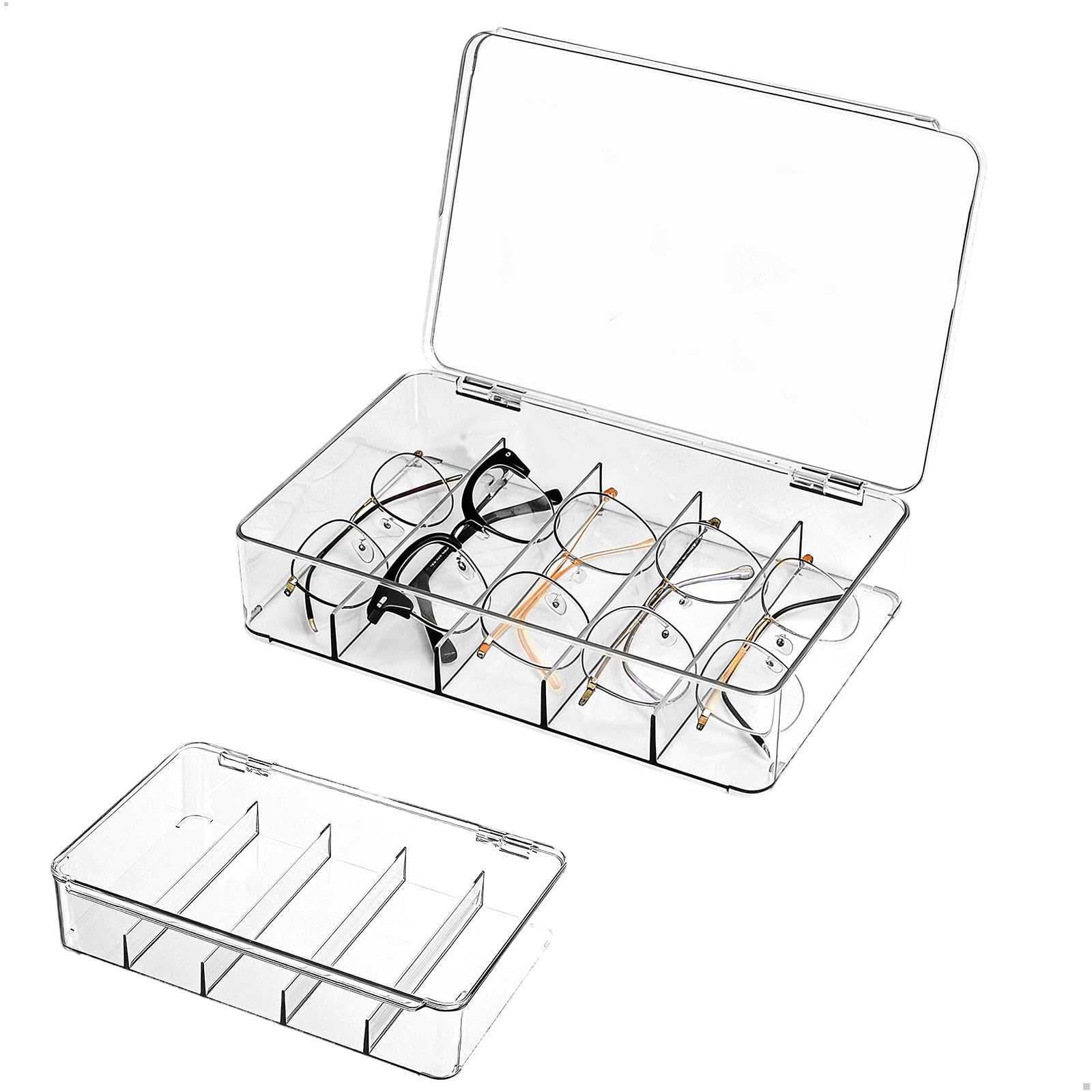 Organizador de Gafas, Organizador Gafas De Sol, Caja de Almacenamiento Para Gafas de Sol de Acrílico, Apto para Guardar Diferentes Tipos de Gafas, 26,8 X 18,5 X 5,8 cm