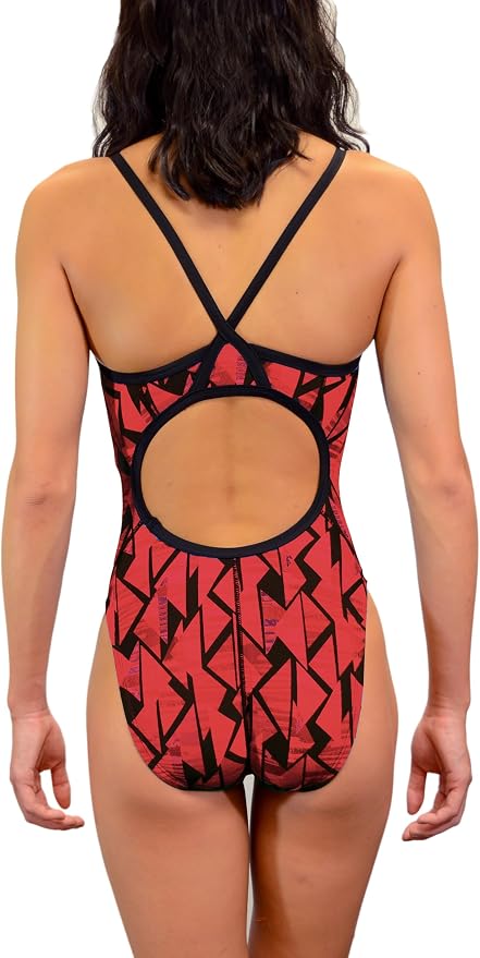 Adoretex Printed One Piece Thin Strap Athletic Swimsuit, Team or