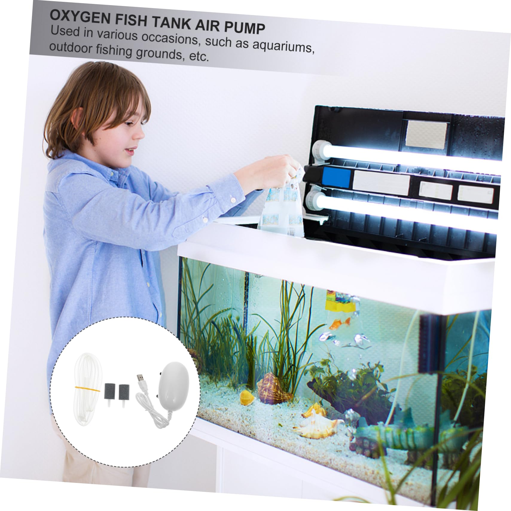 de oxigeno USB de Aire del Acuario de aireador de oxígeno del Tanque de Peces Portable Air Pump Mini Air Pump de Aire para Acuario de Aire portátil