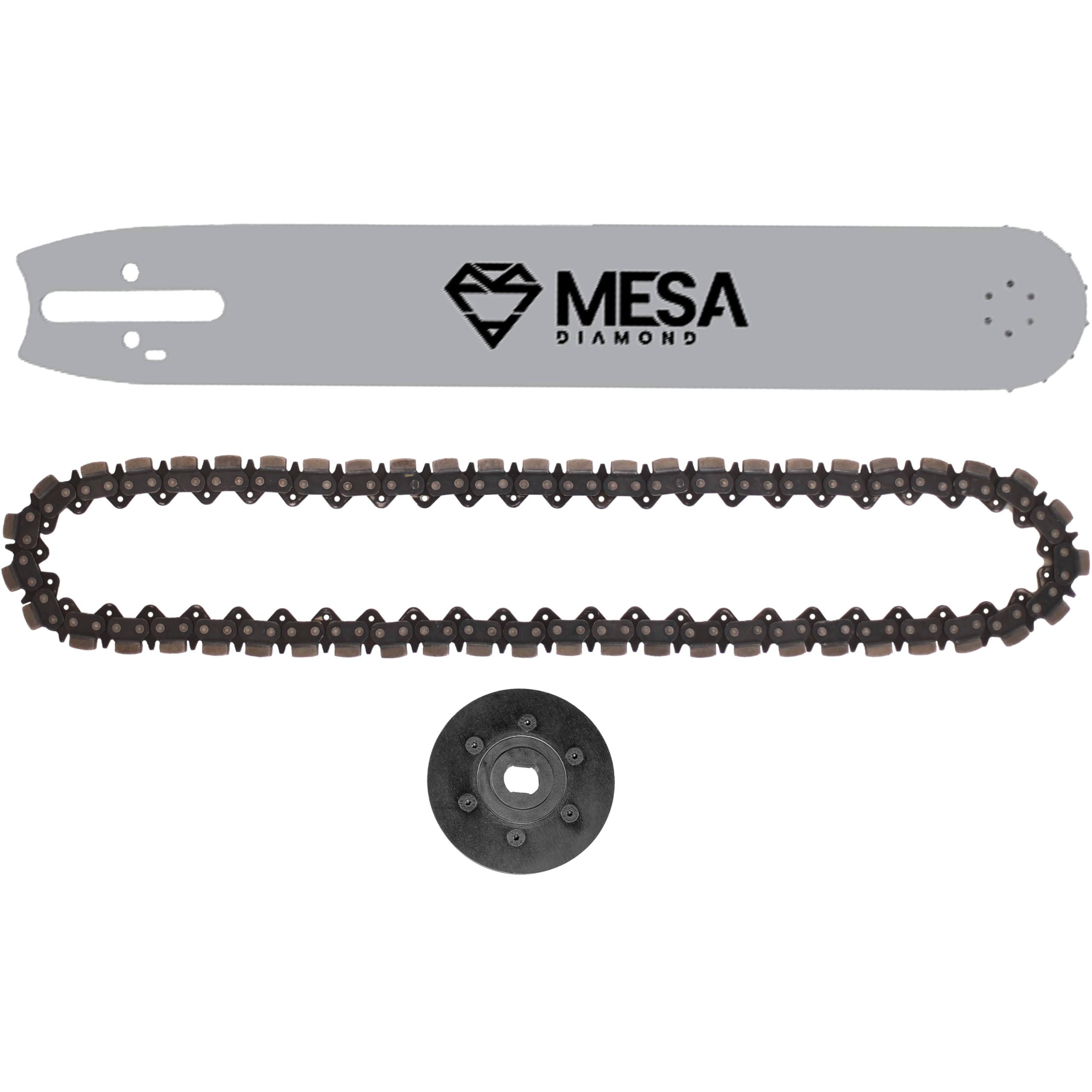 Juego de motosierra de hormigón de 40,6 cm | Cadena F4 MIA de paso de 0,43 pulgadas | Barra de guía | Piñón | Compatible con ICS 695 | MESA DIAMOND®
