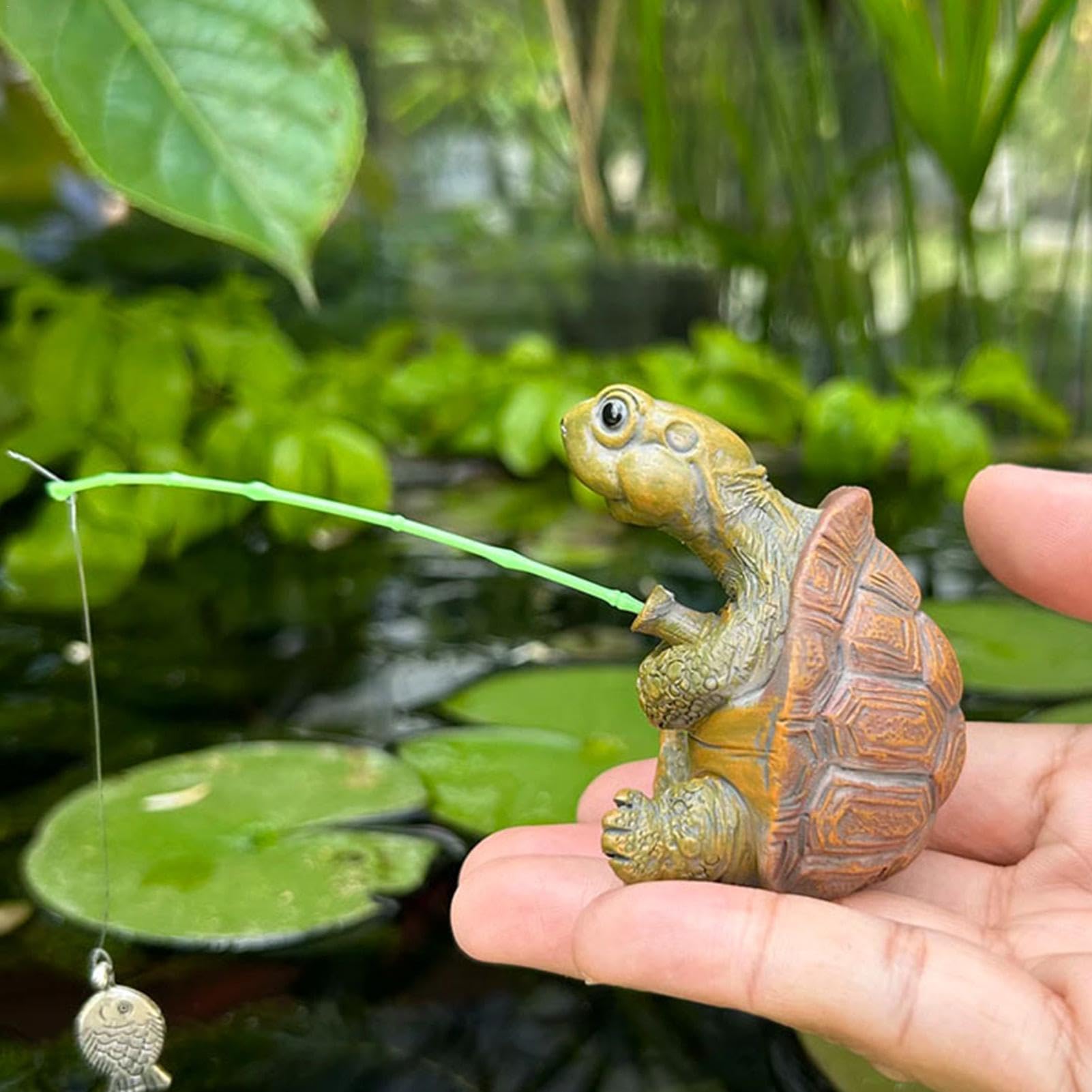 Amazon.co.jp: 屋外のカメの彫刻、カメ釣りの像, 庭のカメの像釣りカメ