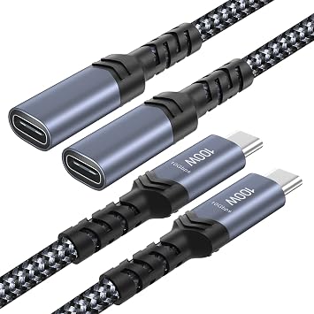 USB C Extension Cable, 3ft USB C Male to Female Extender USB 3.2 100W Fast Charging 10Gbps Data Transfer 4K Display Compatible with iPhone 17 16 15 USB Hub iPad MacBook Dell-2Pack,Black