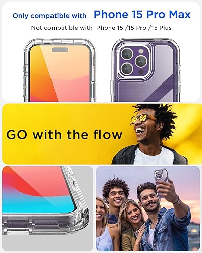 Miniatura 2 de AICase Funda transparente para iPhone 15 Pro Max, resistente y duradera de 3 capas no se amarilla protección contra caídas de grado militar a prueba