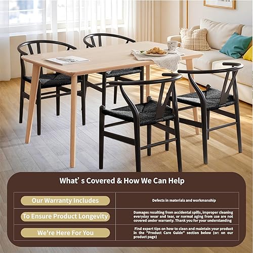 Vista 29 de Tomile Silla Wishbone de madera maciza, Silla Y Reposabrazos, Silla de comedor de mediados de siglo, asiento de cáñamo