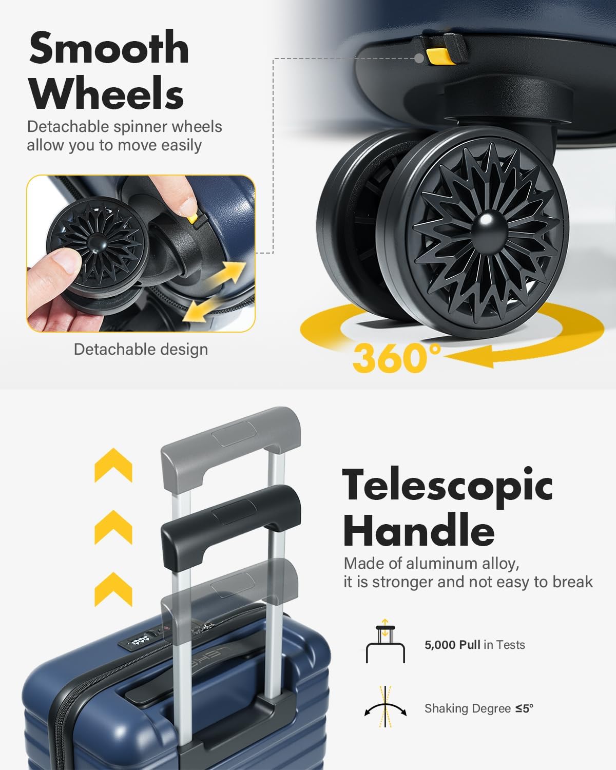 Lekesky 16 Inch Underseat Carry On Luggage Airline Approved, Hard Shell Suitcase with TSA Lock, Lightweight Spinner Wheels Durable ABS Compact Carry-On for Travel Weekend Trips Men Women, Blue - Image 6