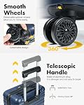 Lekesky 16 Inch Carry On Luggage for Airplanes - Hard Shell Suitcase with TSA Lock, Detachable Spinner Wheels Lightweight ABS Carry On Suitcase for Travel Weekend Trips Men Women, Blue