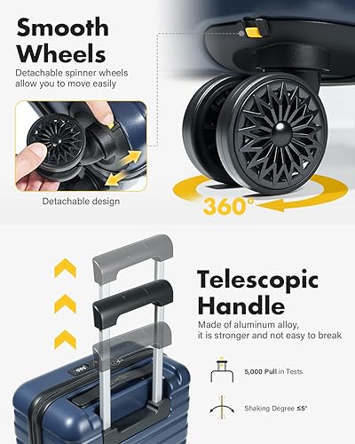 Miniatura 5 de Lekesky Maleta de mano de 16 pulgadas para debajo del asiento, aprobada por aerolíneas, maleta rígida con bloqueo TSA, ruedas giratorias ligeras
