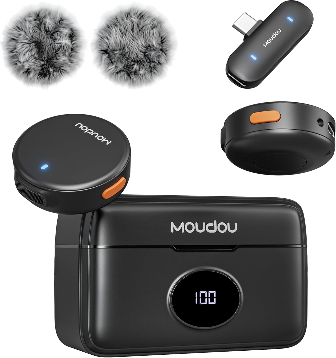 Wireless Lavalier Microphone Mini Mic for iPhone 16 15 pro max Android Phone Charging Case Lapel Clip Mics for Vlogging YouTube TikTok Video Recording Content Creators (USB-C&Lightning, Black)