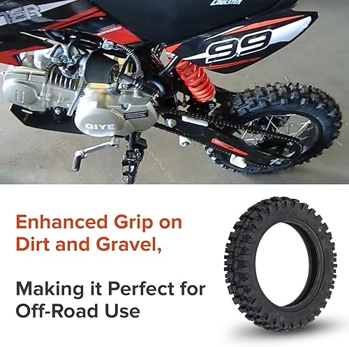 Miniatura 5 de Neumático AlveyTech 3.00-10 para bicicleta de tierra con banda de rodadura QD015 - Neumático trasero compatible con llantas de 10", Coolster