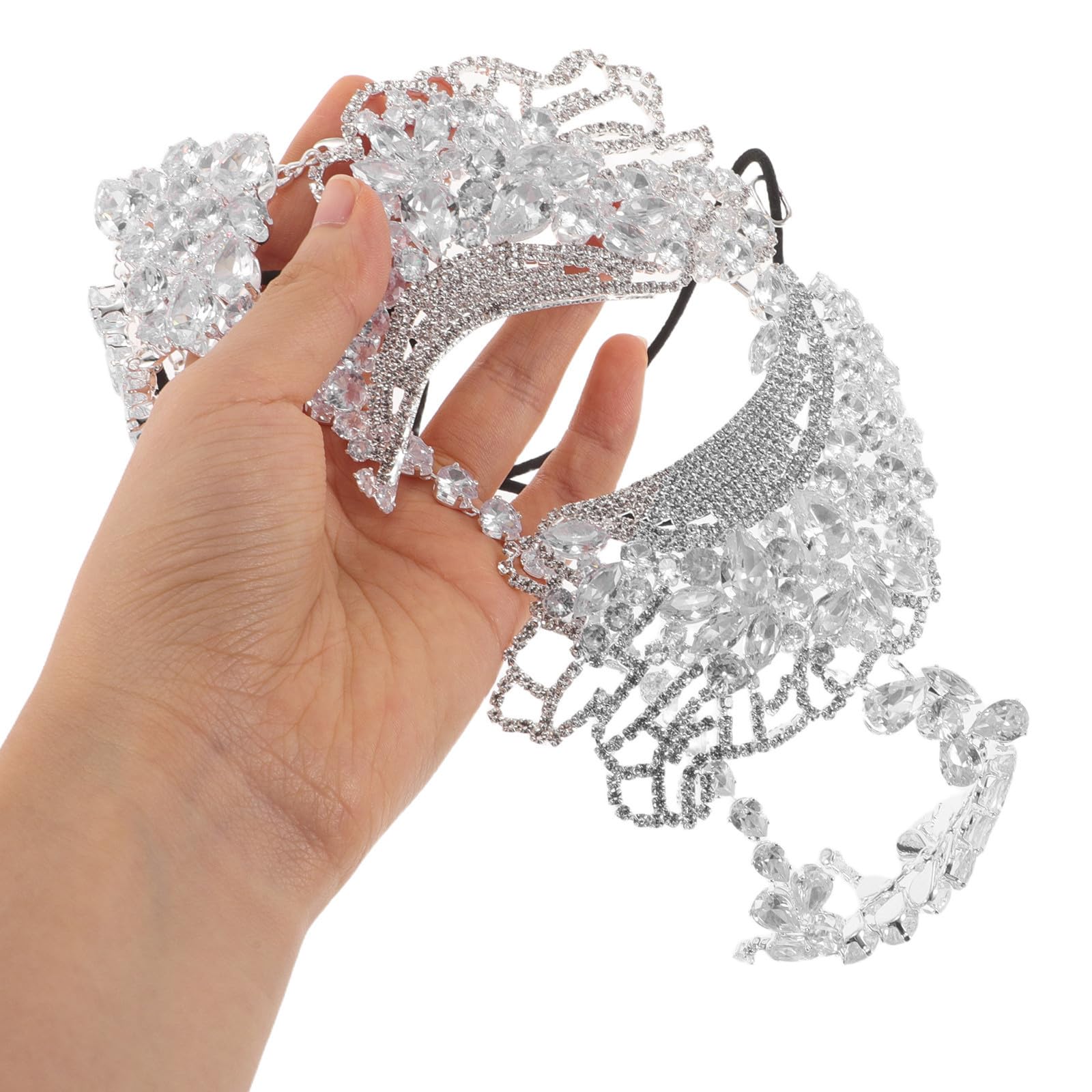 SUPVOX Maschera Veneziana Donna Decorata con Cristalli, Elastico, Leggera