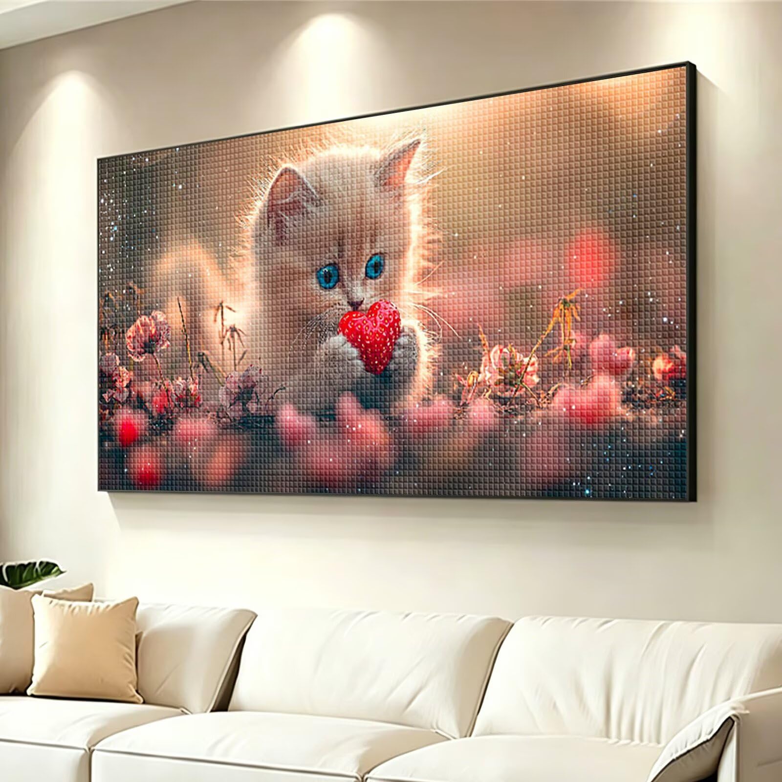 Diamond Painting Grande 160x80cm Flor Diamond Painting Adultos, DIY Gato Pintura de Diamante Manualidades Adultos, 5D Cuadrado Rhinestone Bordado Punto de Cruz Art para Home Decoration Regalo 0J-767