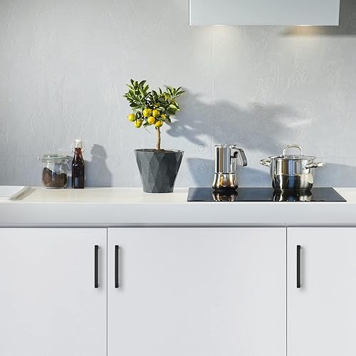 Vista 49 de Ravinte Paquete de 10 tiradores cuadrados de gabinete de 10 pulgadas, manijas negras de gabinete de cocina, accesorios de cocina negro mate