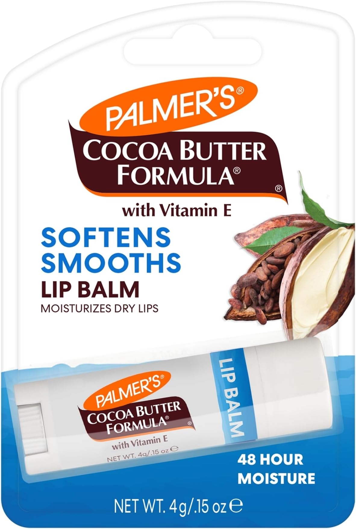 Palmer's Cocoa Butter Formula Lip Balm, All-Day Moisturization, Beach Bag Must-Have, Hydrates Dry, Cracked Lips (Pack of 1)