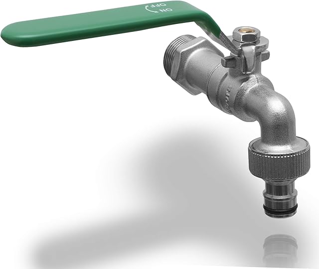 Ubora 1 cal Premium kurek spustowy  w zestawie adapter węża, wysokiej jakości kran z mosiądzu, optymalny kran do praktycznego zastosowania w ogrodzie, przemyśle i gospodarstwie domowym