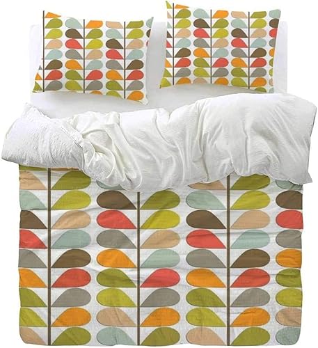 Juego de funda de edredón retro de mediados de siglo 60, juego de ropa de cama femenino tamaño Queen, juego de colcha decorativo acolchado de 3