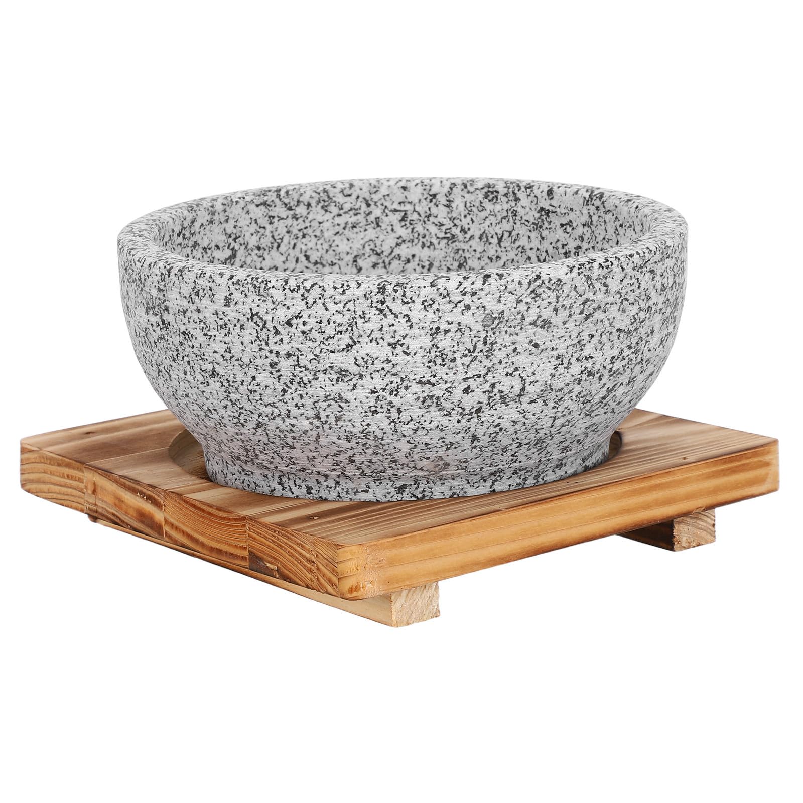 Sosoport Bol de Bibimbap Coréen en Pierre avec Couvercle et Plateau 16 CM