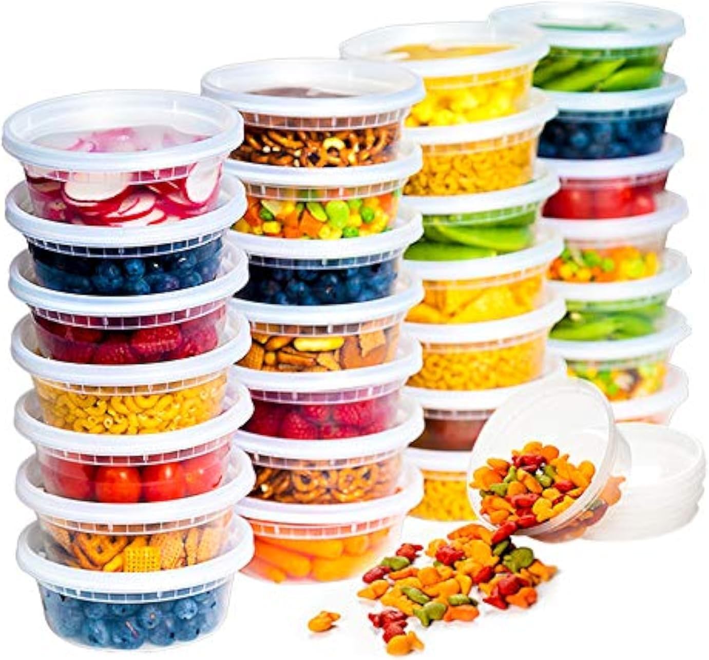 Deli Food Storage Containers with Lids 24 Sets 8oz - Clear Disposable Meal Prep, Microwave Plastic Containers with Lids, BPA Free, Stackable, Leakproof, Reusable Deli Containers, Freezer Safe