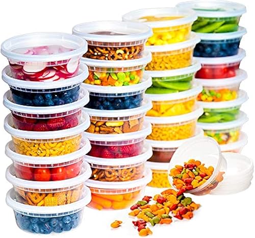 Deli - Recipientes de almacenamiento de alimentos de plástico con tapas herméticas (juego de 24), ideal para limo, recipientes de sopa, control de
