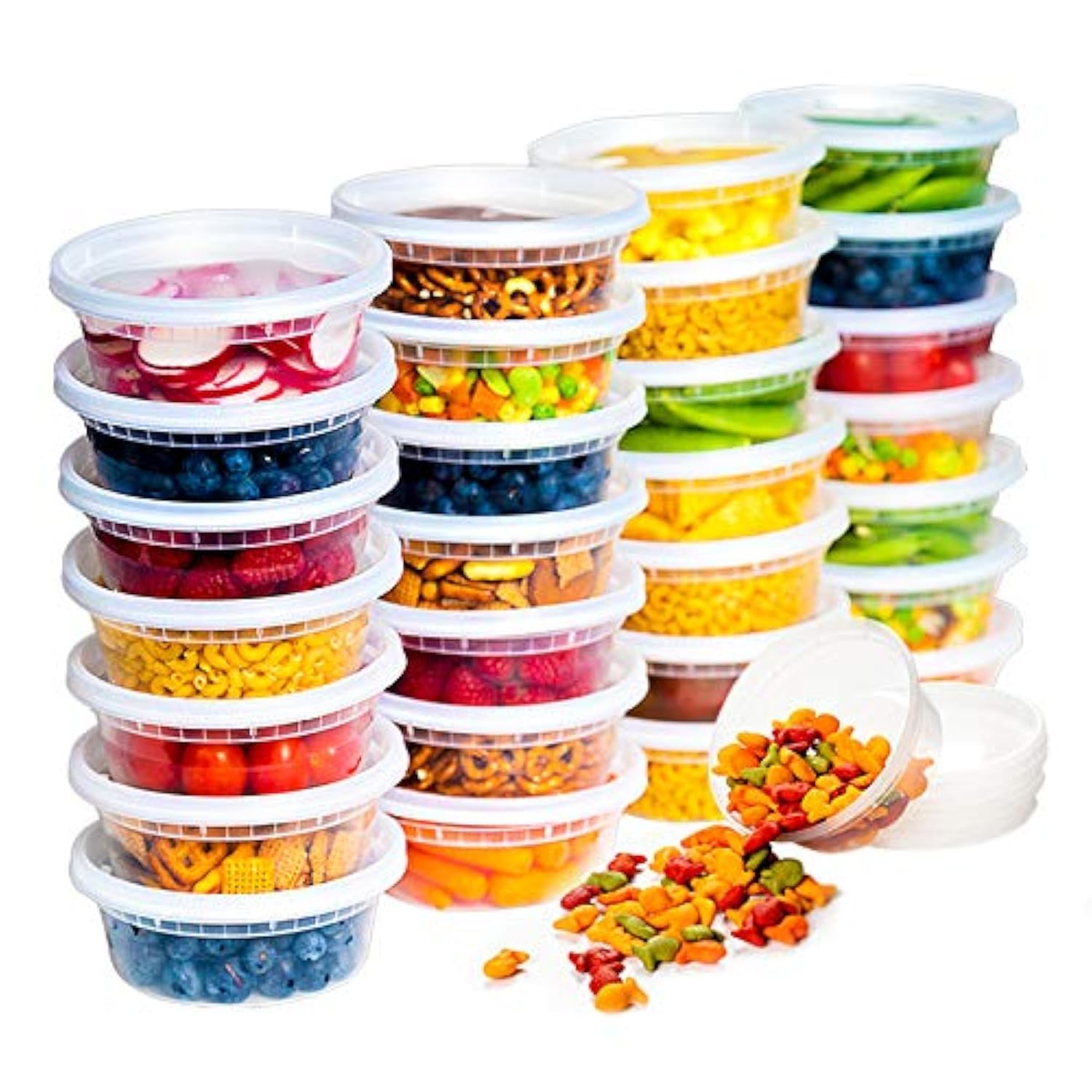 Deli Food Storage Containers with Lids 24 Sets 8oz - Clear Disposable Meal Prep, Microwave Plastic Containers with Lids, BPA Free, Stackable, Leakproof, Reusable Deli Containers, Freezer Safe