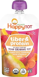 Happy Tot Organics Baby Food Fibre Protein Peer Raspberry Squash Organic, 4 Ounce deal from Amazon
