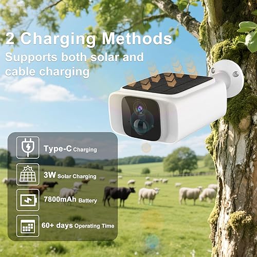 Miniatura 4 de Cámara de seguridad celular solar 4G LTE inalámbrica para exteriores, sin cámara de seguridad WiFi, datos ilimitados gratuitos de 365 días, sensor