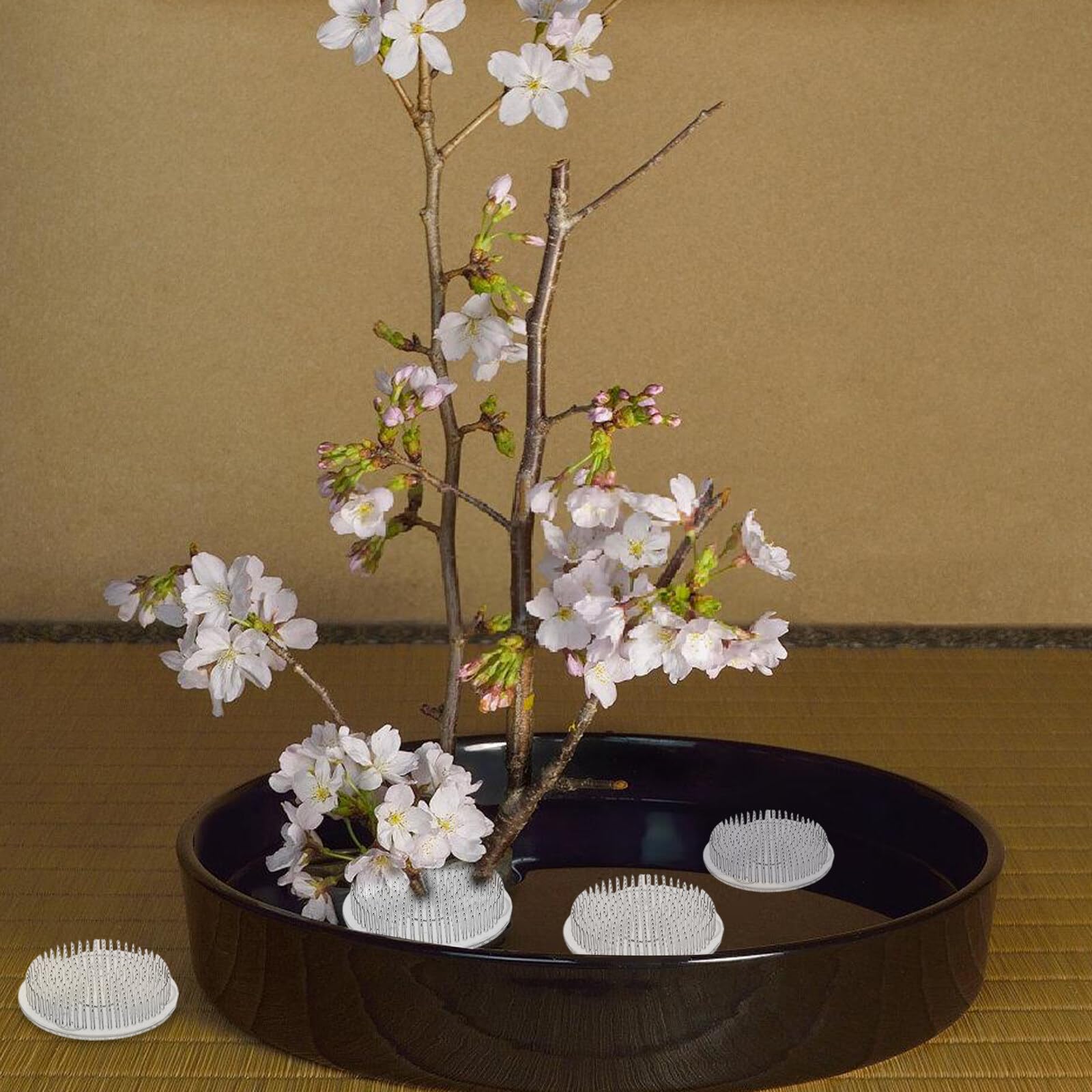 Lot De 4 Supports Ikebana Transparents Avec Ventouses - Pour Arrangements Floraux - Hérisson En Plastique - 7x2,1 Cm