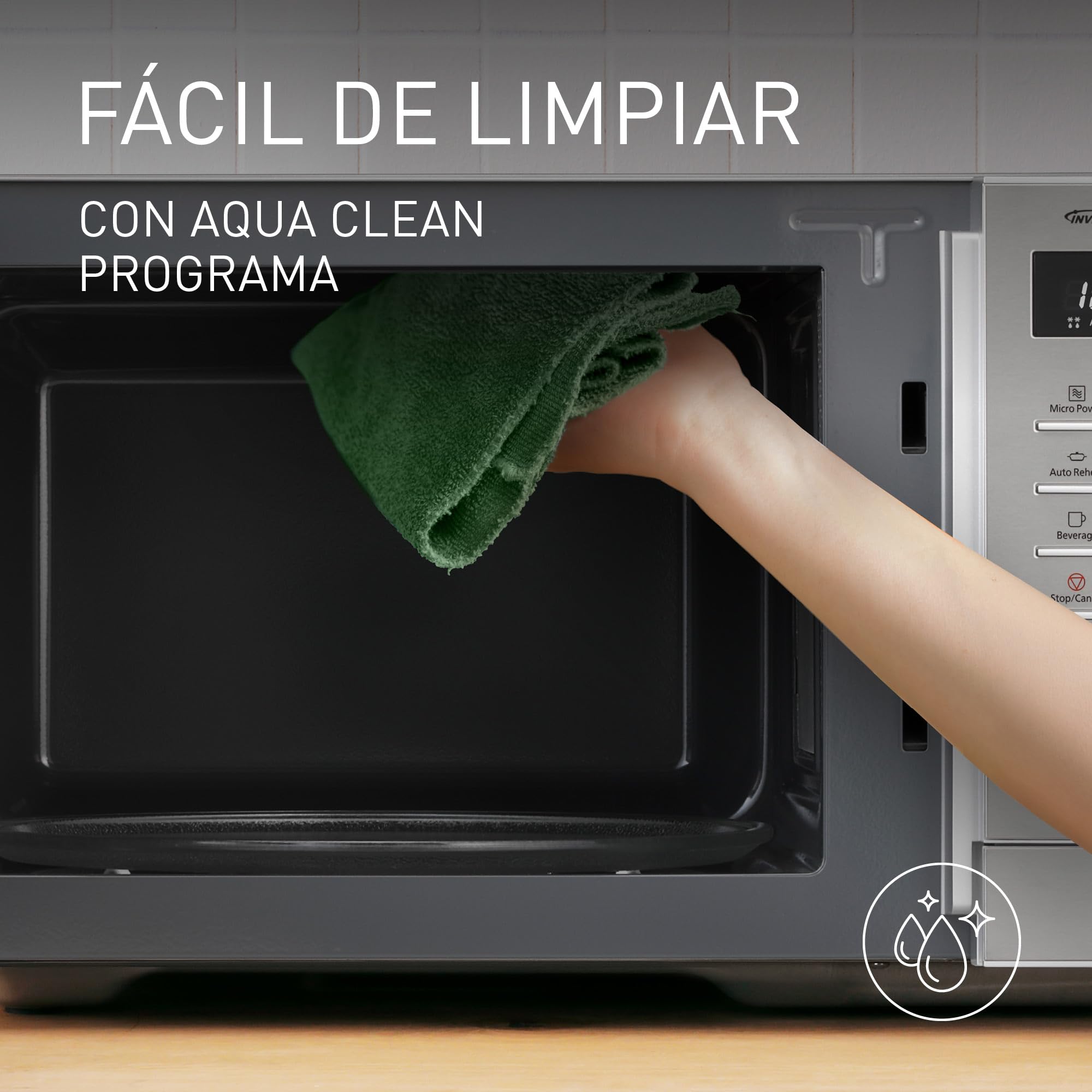 Panasonic NN-SD36QSEPG Horno Microondas de 29 L, 1000 W, Descongelación Automática, 11 Programas Automáticos, Temporizador, Plateado