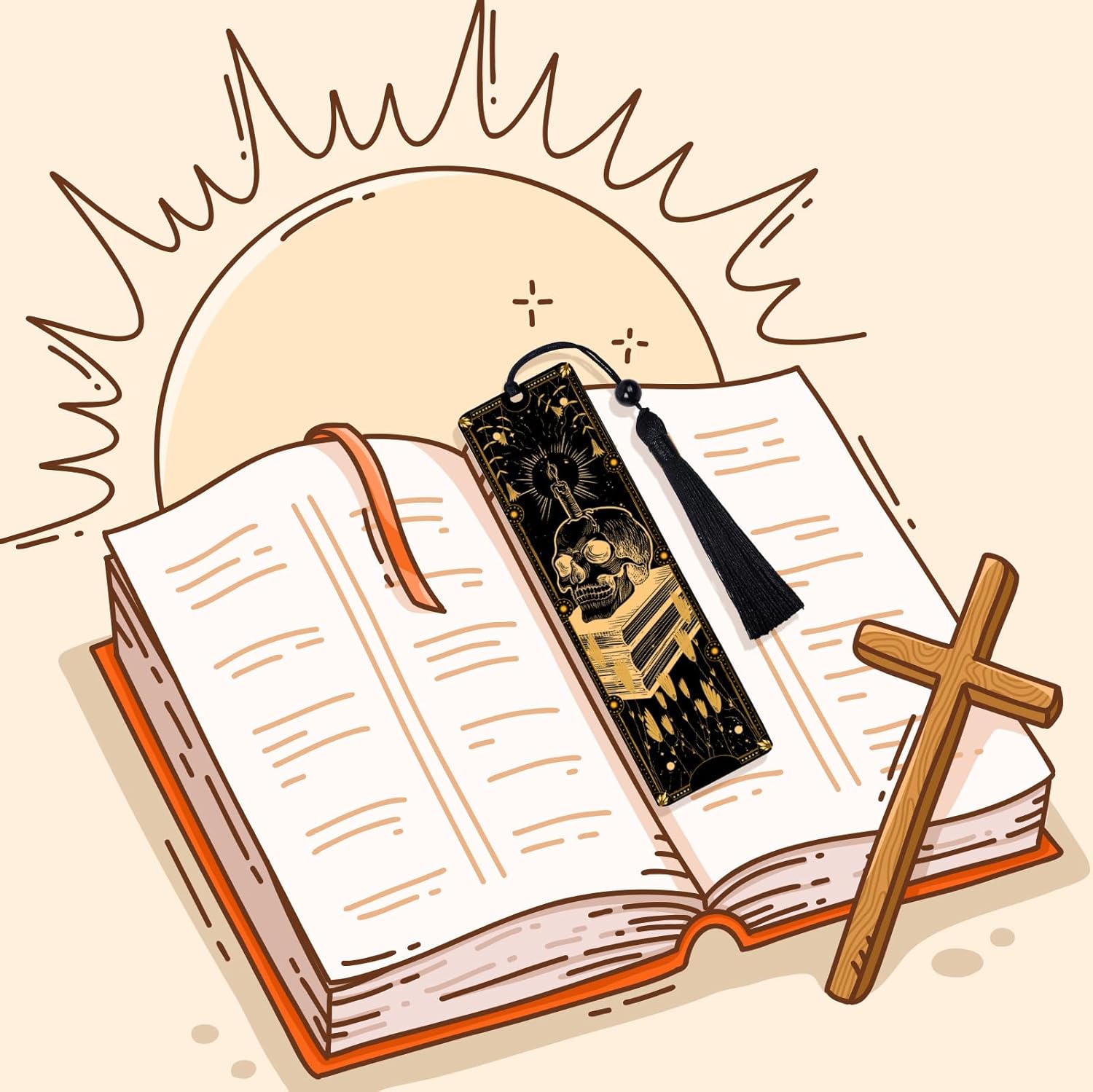 Tarot Card Bookmarks, Vintage Occult & Mystical Theme with Tassels, Celestial Moon and Stars Design for Book Lovers, Witches, Pagans and Spiritual Readers (Gold & Black) - Image 6