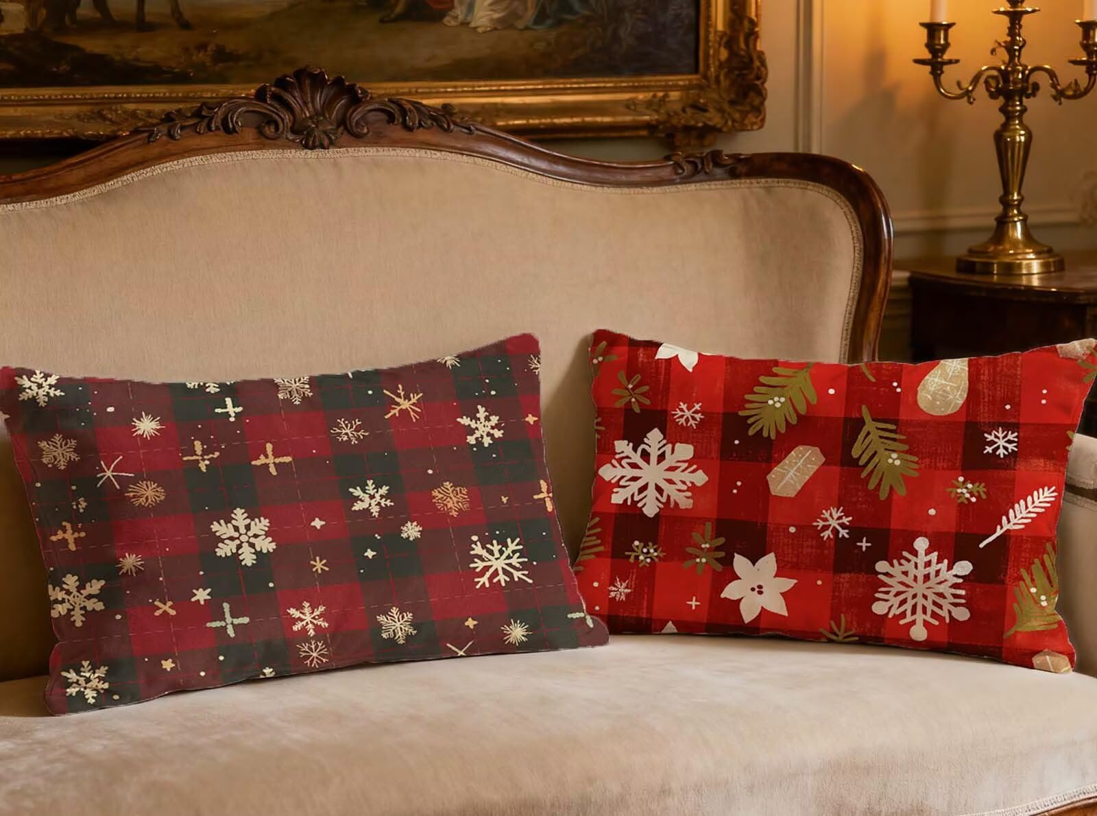 Taie oreiller Noël rectangulaire 40x70cm housse de coussin velours décoration maison