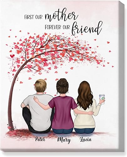 Gossby Lienzo decorativo para pared personalizado para mamá, arte personalizado para madre e hijos con diseño, nombre, día de la madre, Navidad,