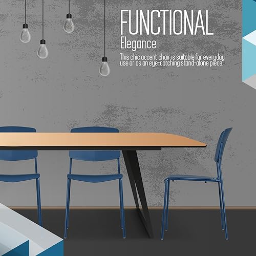 Miniatura 9 de ISL Furnishings Zuho II - Silla apilable moderna, color azul océano, juego de 2, sillas apilables de plástico sin brazos para comedor en interiores