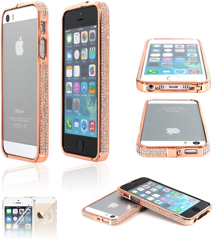 imigen (TM) Elegance Series iPhone 5 and 5S Bumper Frame (Rose Gold with Rhinestones)