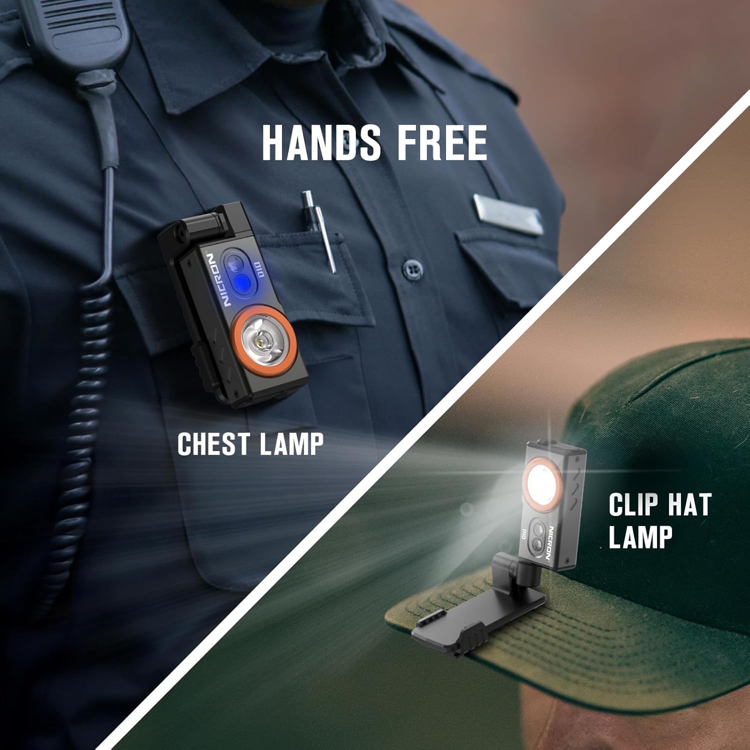 NICRON D10 Flashlight charging indicator lights, red for charging, green for charged.