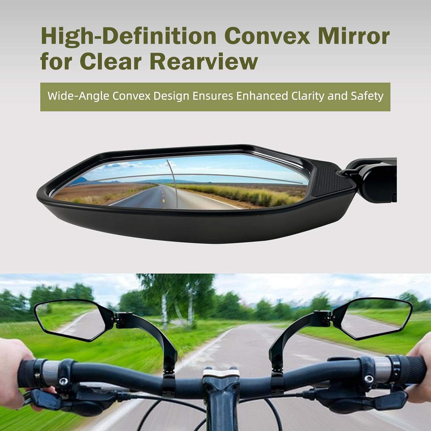 Adjustable Handlebar Bike Mirror, Shatterproof HD Glass Lens, Universal Fit Rearview Bicycle Mirrors, 360° Rotatable, Compatible with Mountain Bikes, E-bikes, Road Bikes(1 Pair) - Image 4