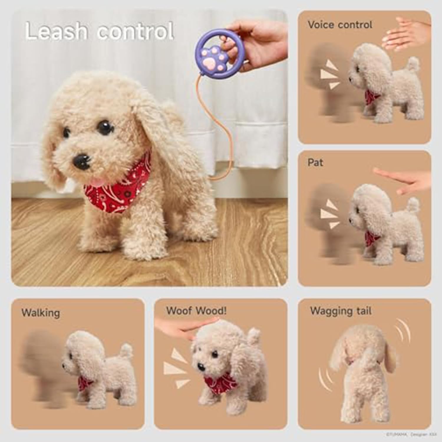 Froplay Robot Dog 2026 Froplay Puppy Interactive Robot Dog Toy with Touch Sensing, Voice Mimic, Lifelike Sounds, Tongue & Licking Actions, Leash Remote, Soft Fur – Battery Powered (Beige - A)