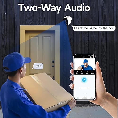 Miniatura 6 de Rraycom Cámara para exteriores inalámbrica, cámara de vigilancia WiFi alimentada por batería de 5MP para sistema de seguridad del hogar con alarma