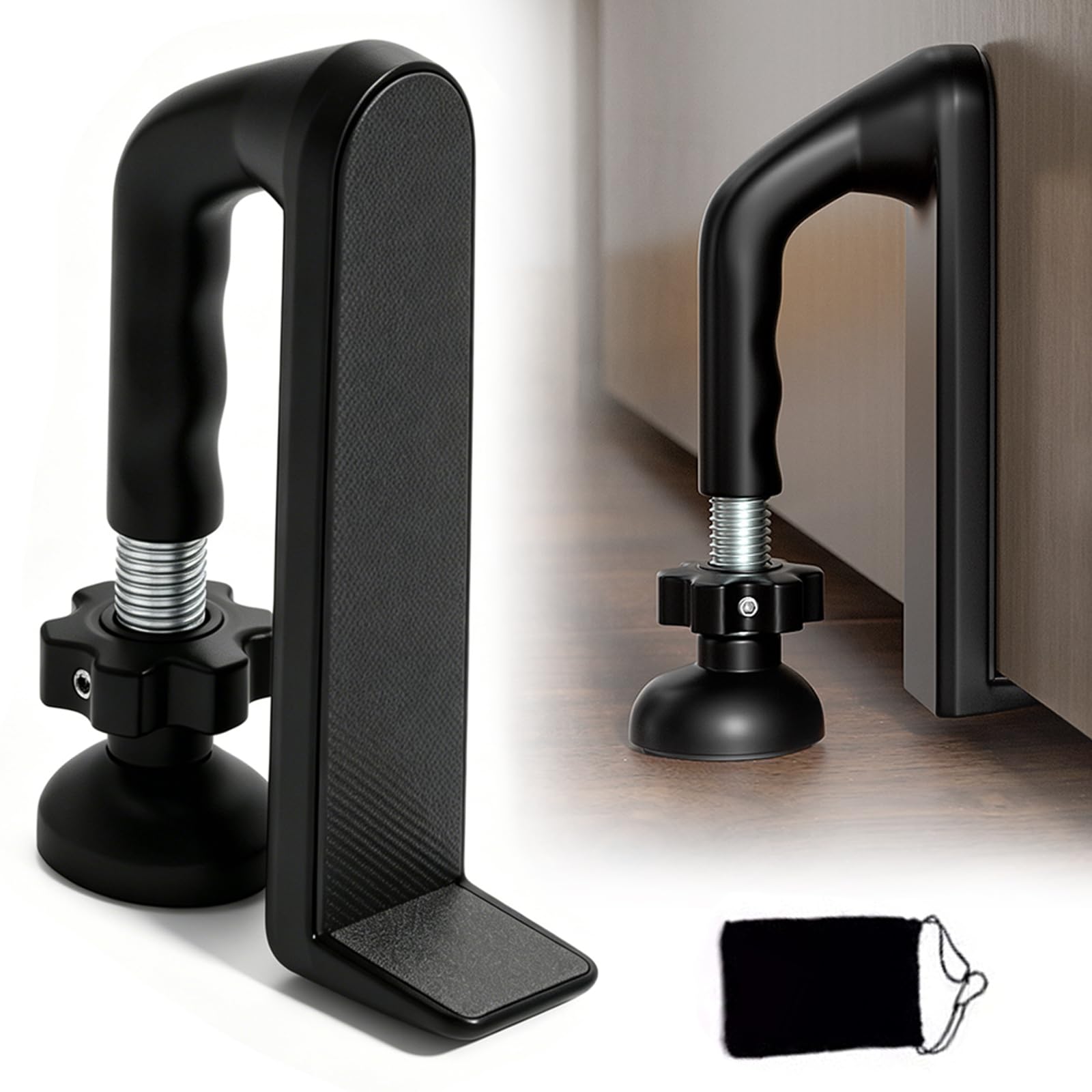 Keltorio Black Burglary Protection Door: Adjustable Door Stopper Security Device Ragable Door Lock For Personal Protection Of Home Hotels And Travel, Quick Installation No Drilling Required,