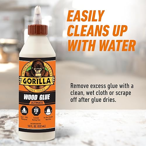 Miniatura 7 de Gorilla Ultimate - Pegamento de madera impermeable, 18 onzas, color madera natural, (paquete de 1)
