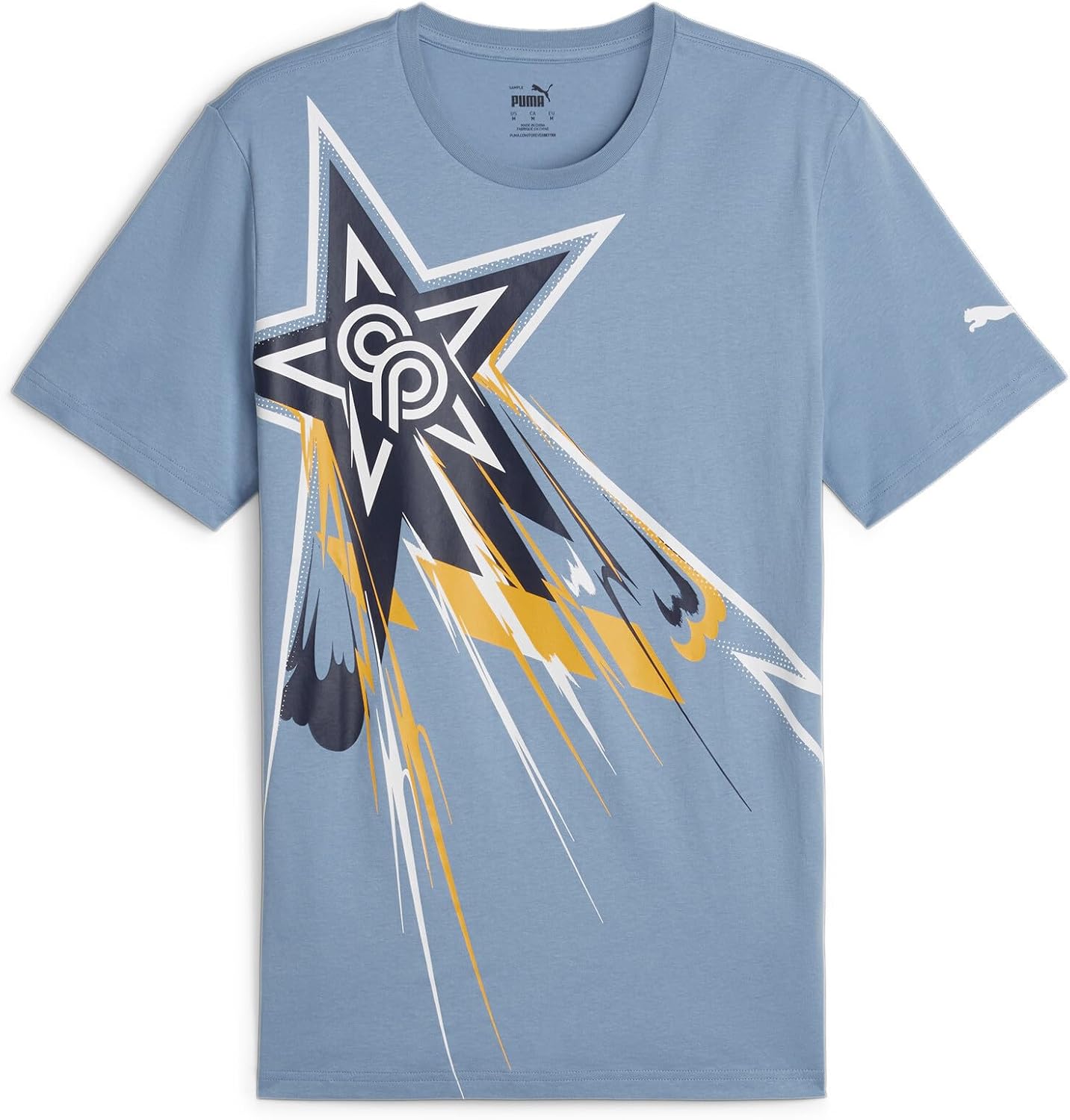 PUMA Mens X Christian Pulisic Graphic Crew Neck Short Sleeve Casual Tops Casual - Blue