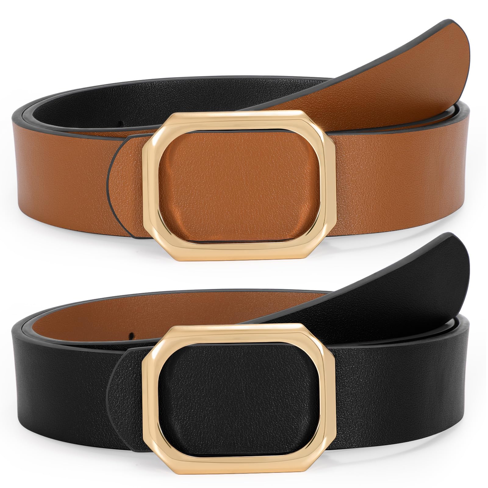 SUOSDEY Women Reversible Leather Belt for Jeans Pants Dresses Ladies Waist Belt 1 3 Width